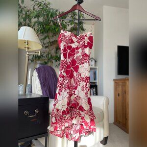 BCBG MAXAZRIA Red Hibiscus Patterned A-line Dress (XS)